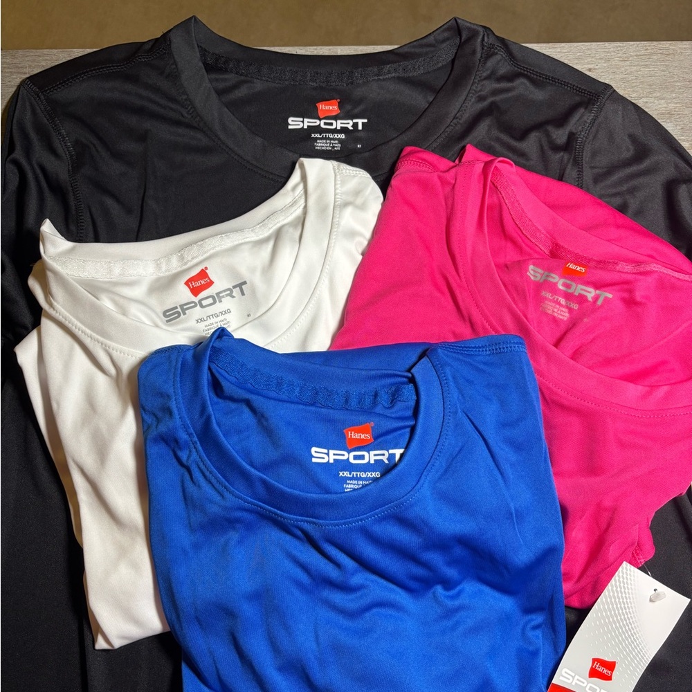 Hanes Sport Long Sleeve T-Shirts - 4 Pack